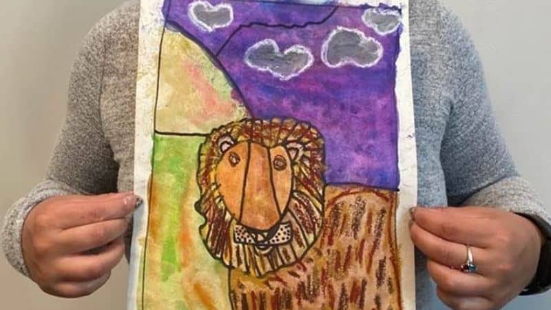 Colorful Watercolor Painting of Lion