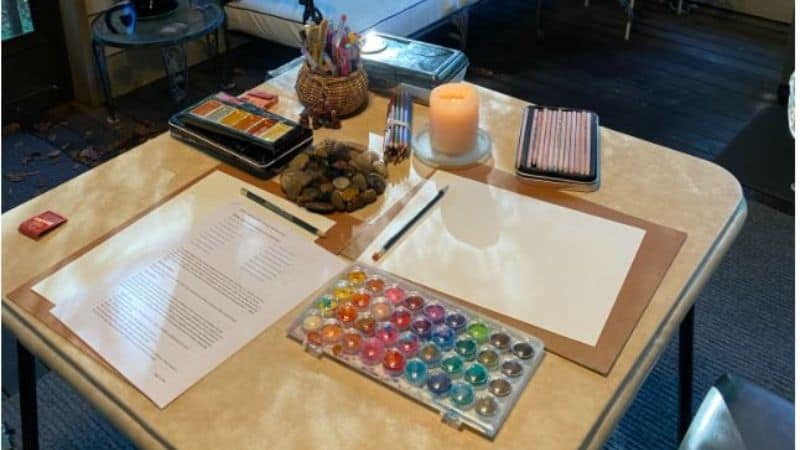 Photo of colorful art supplies on a table
