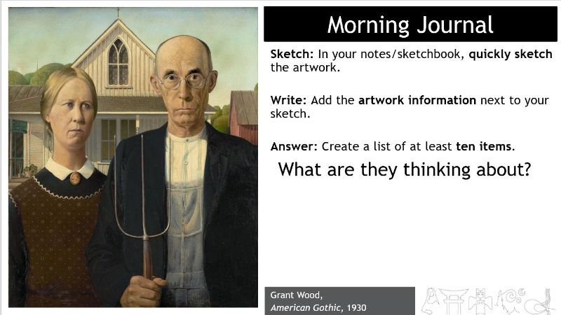 American Gothic Painting with written prompts