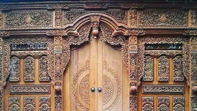 Ornate wooden doors in middle eastern style